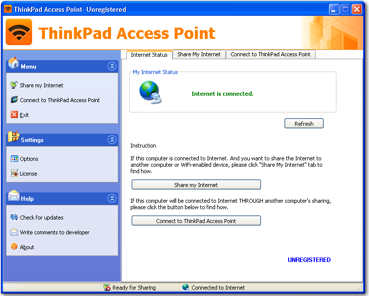 Main window of ThinkPad Access Point
