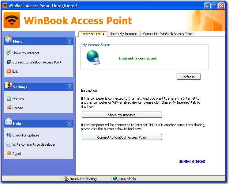 Main window of WinBook Access Point